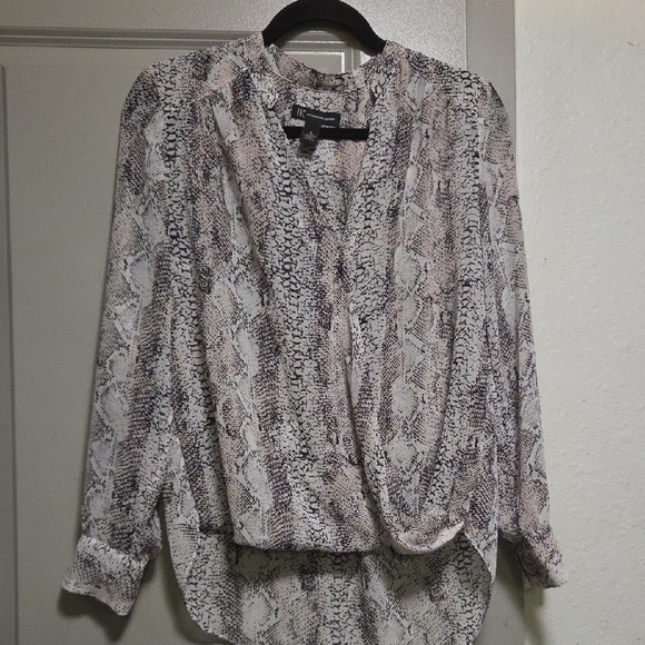 INC International Concepts Tops - INC International Concepts Snakeskin Print Blouse - Black and White